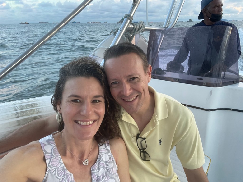 Jess and Cody on a boat tour Panama City Panama
