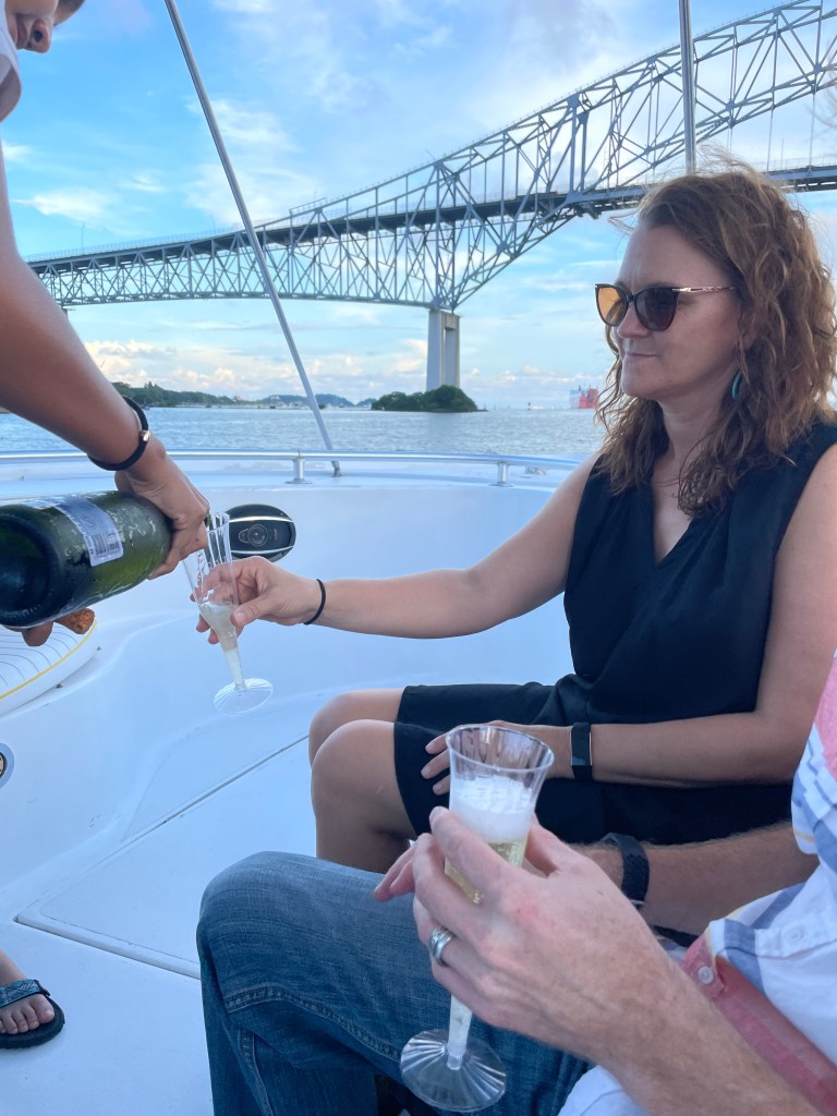 Champagne on a boat Panama City Panama