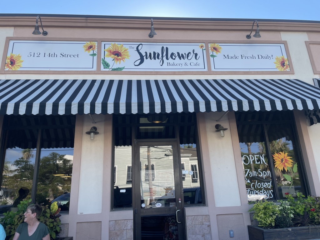 Outside the Sunflower Bakery and Cafe in Galveston, Texas