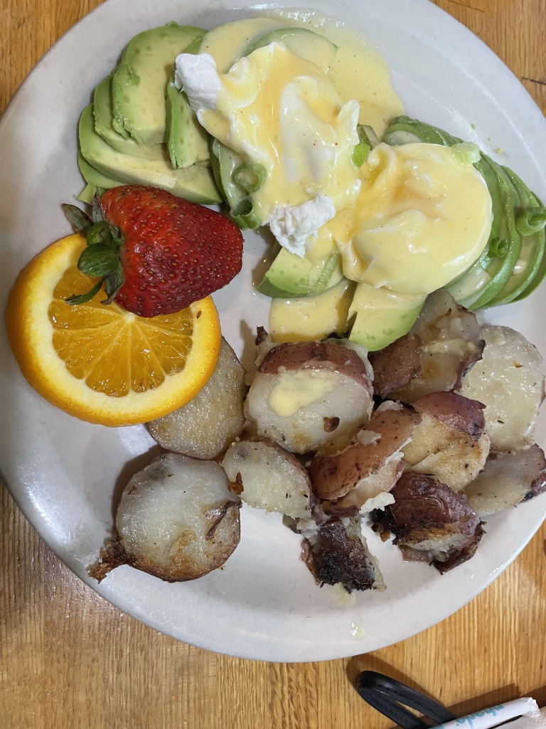 Gluten free avocado Benedict at the Sunflower Bakery and Cafe in Galveston.