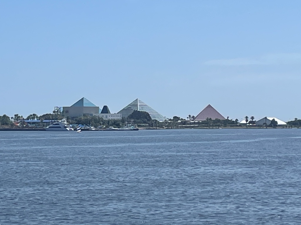 The view from the paddlewheel boat at Moody Gardens in Galveston Texas.