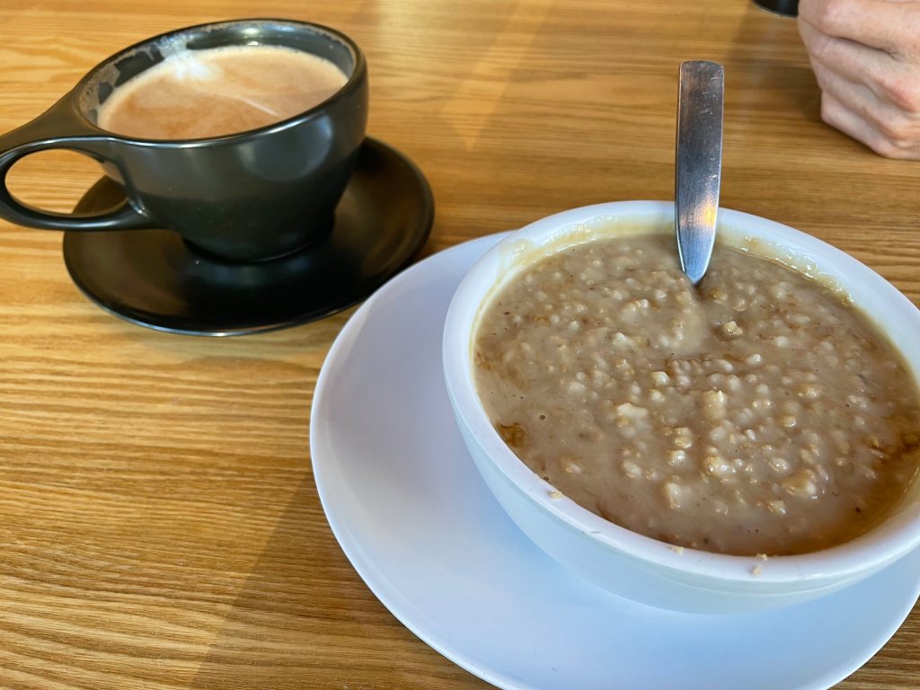 Oatmeal and coffee at Board and Brew in Philly