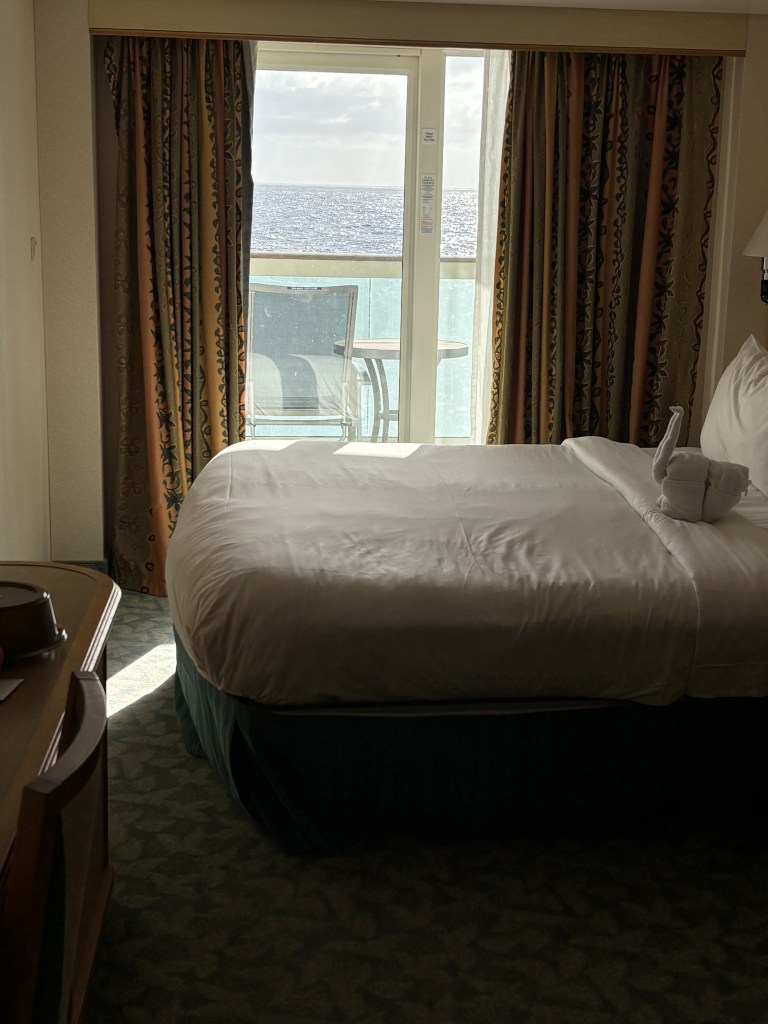 Room view and towel art on Royal Caribbean