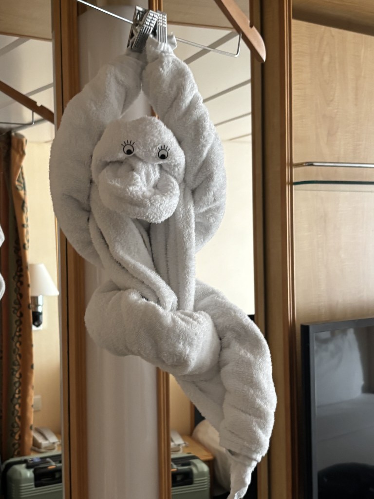 Room view and towel art on Royal Caribbean