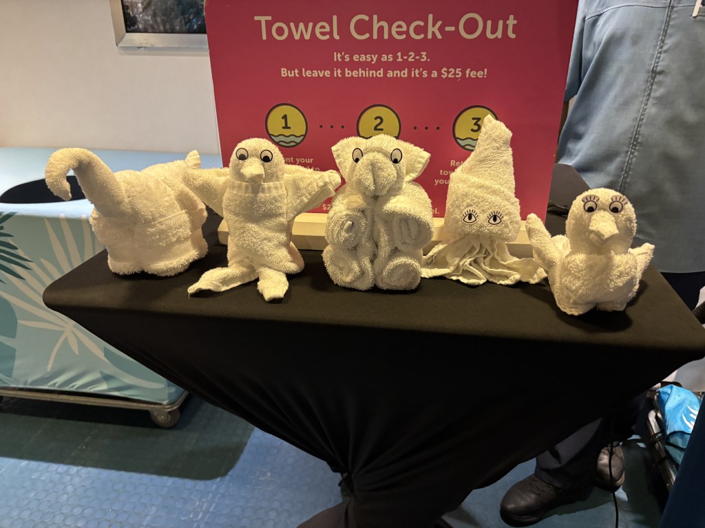 Room view and towel art on Royal Caribbean